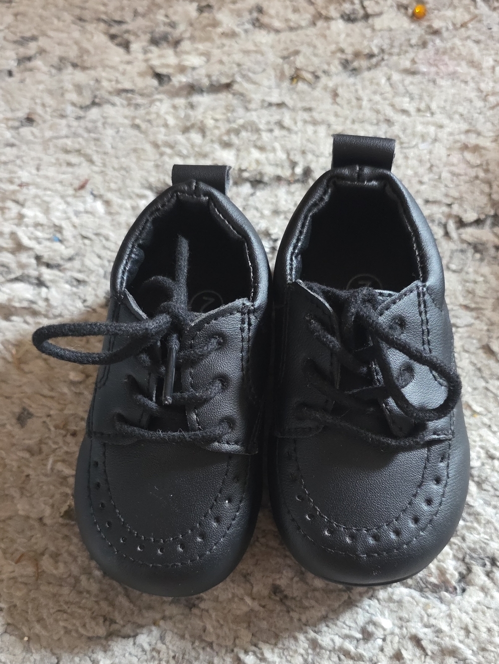 Kids Black Lace-Up Dress Shoes